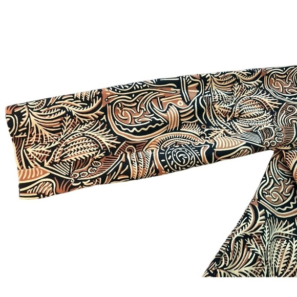 LINDA ALLARD ELLEN TRACY, long blazer, 14, retro 70s 80s era, abstract print. - Picture 6 of 10